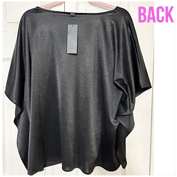 NWT Alfani Elements, Deep Metallic Black, Modern Style Pull Over Shawl Blouse - Picture 5 of 7